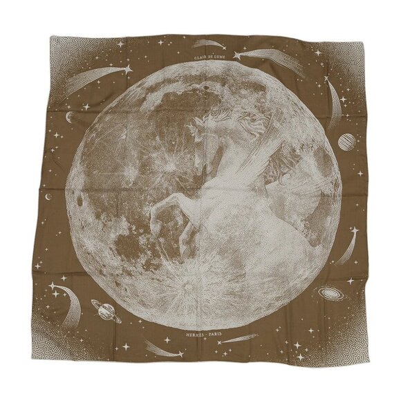 HERMES Giant Square 140 Clair de Lune Size 140 Cashmere70% /Silk30% Camel/Bl... - Picture 1 of 4